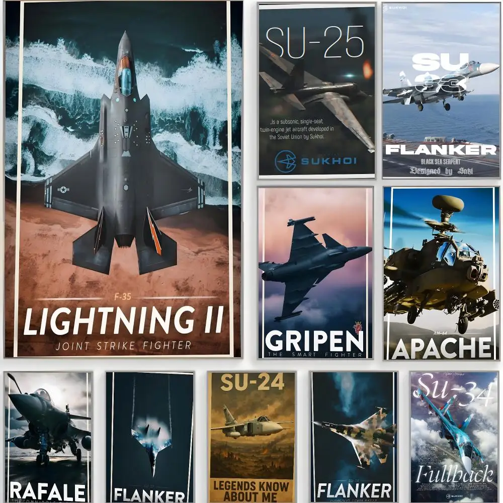 Military Action F-Fighter Armed Helicopter Poster Classic Wall Art  Home Decor  Peel and Stick Unframed