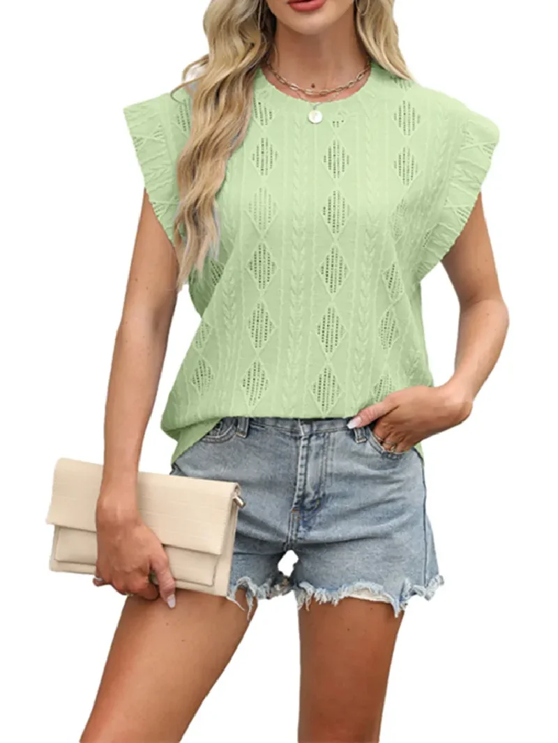 2025 Spring Summer New Fashion Loose Short Sleeve Jacquard T-shirts Women Solid Round Neck Basic Casual Streetwear Tops Vest Tee