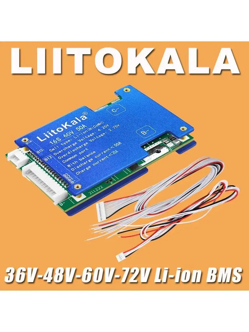 LIitoKala 72V/60V/48V/36V 20A/30A/50A 18650/21700 Li-ion Lithium Battery Pack BMS PCB Board PCM Balance Integrated Circuit — 2