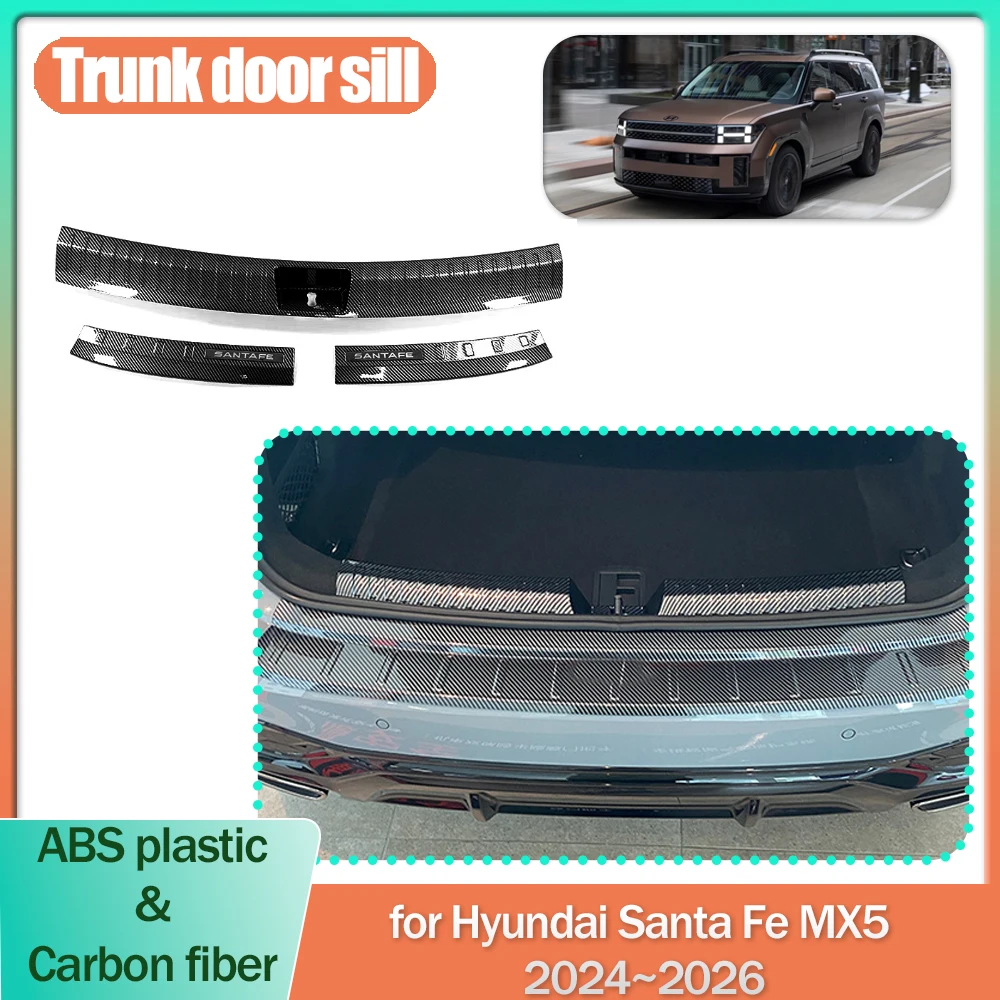 Car Trunk Door Sill for Hyundai Santa Fe MX5 2024~2026 2025 ABS Anti-scratch Threshold Scuff Guard Plate Trim Strips Accessories