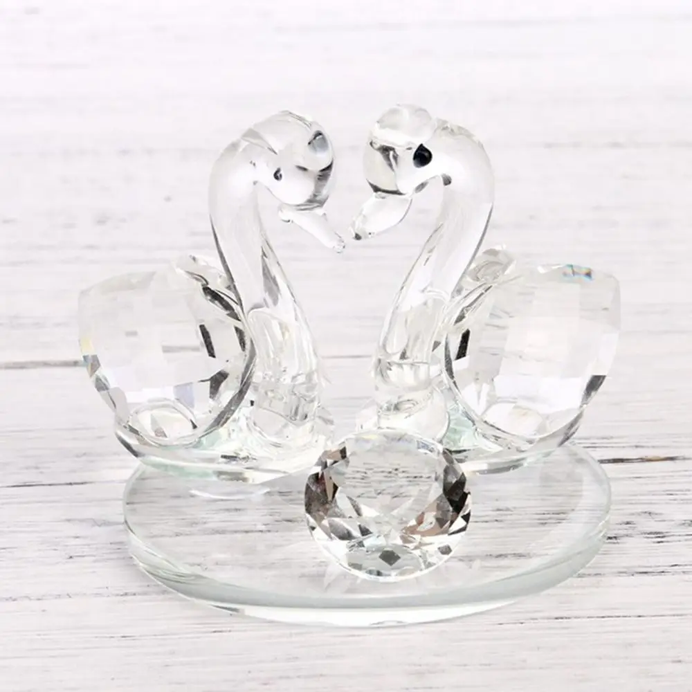 High-end Double Wedding Home Decor Children's Gift Diamond-encrusted Animal Ornament Swan Figurine Car Accessories Crystal Swan