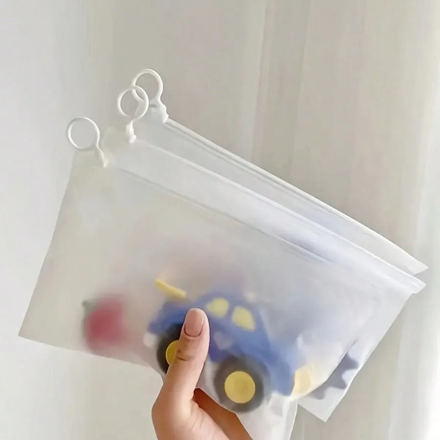 Frosted Transparent Storage Bags Waterproof Multi-Purpose Pouches with Zipper Portable Plastic Organizer Bags image 4
