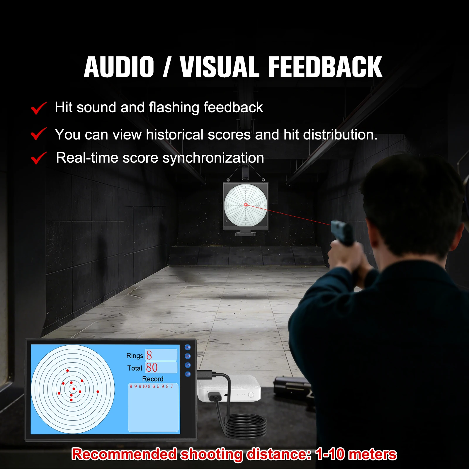 Smart Bluetooth Laser Shooting Trainer HD Display Auto Scoring Electronic Target System for Home Skill Improvement