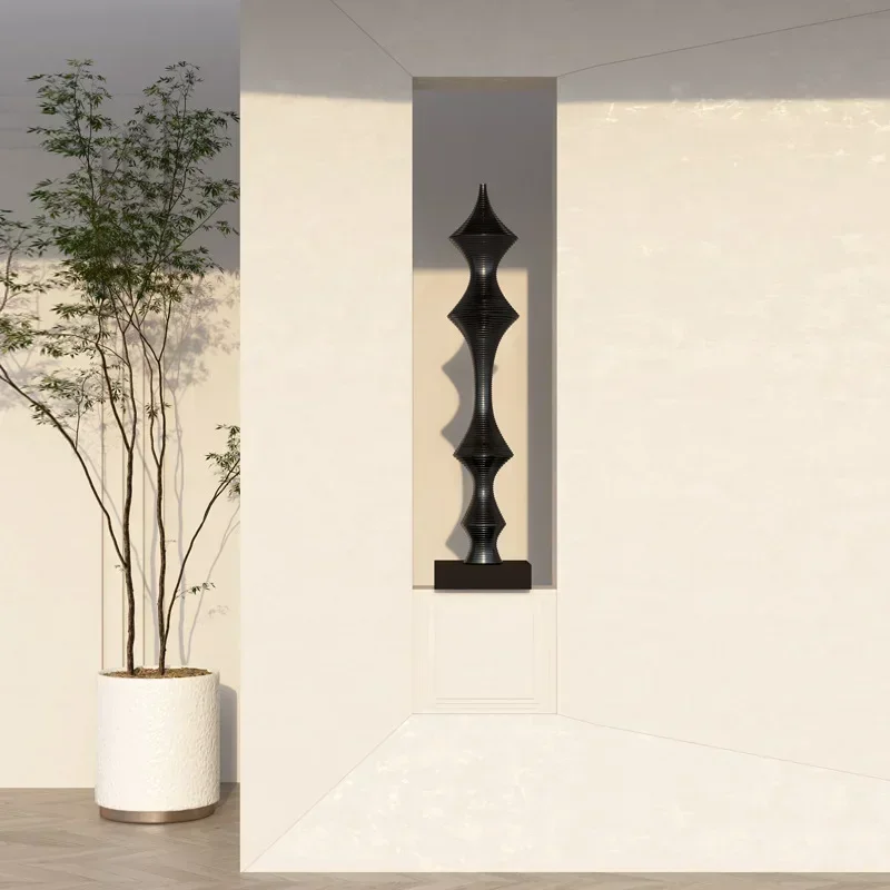 DSA high-end sense floor-to-ceiling art ornament, threaded silent wind sculpture display stand, porch column ornament