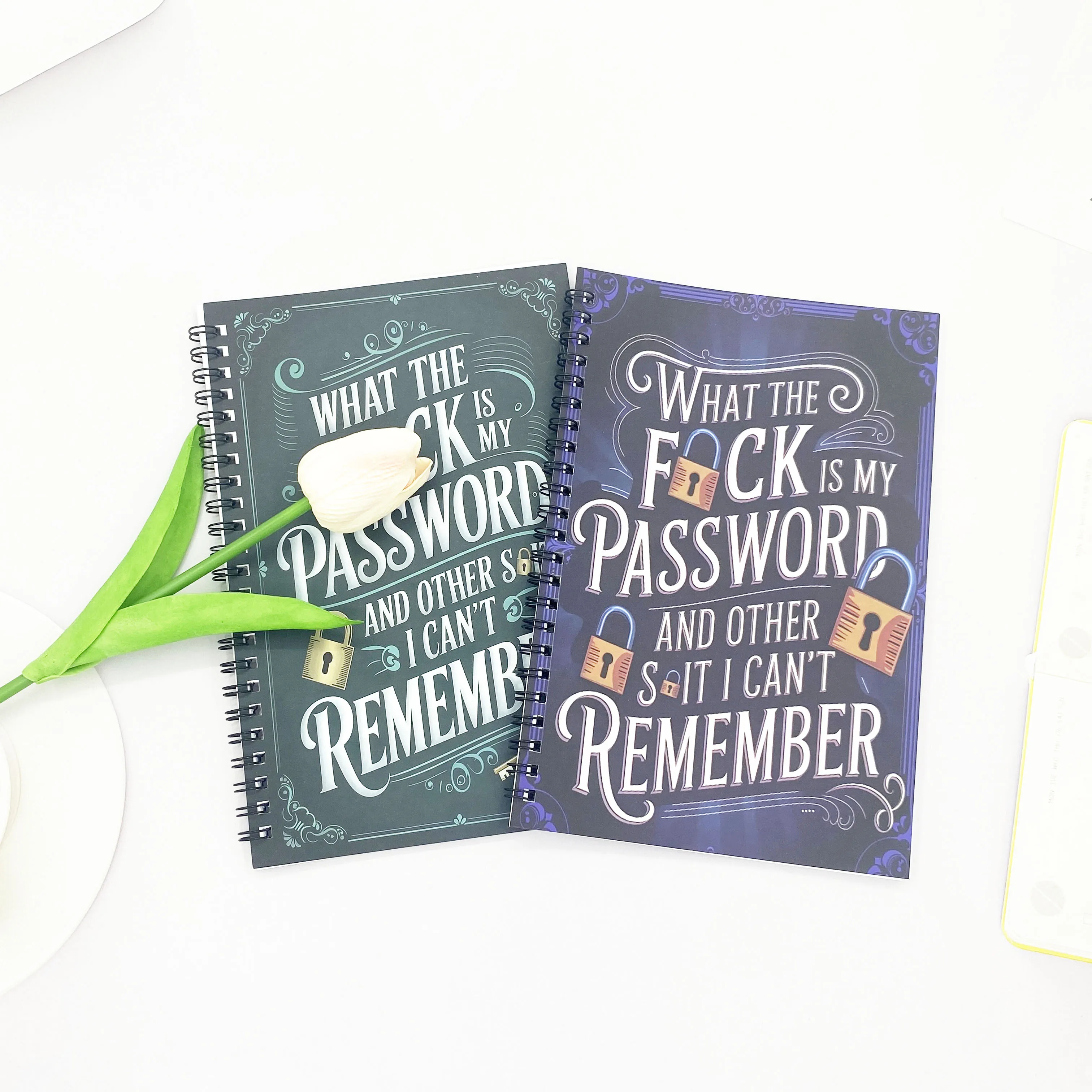 كتاب كلمة المرور الحلزونية |   1 قطعة |   تتبع التسجيلات وكلمات المرور |   استخدام المنزل/المكتب |   تصميم مفتاح الزخرفية