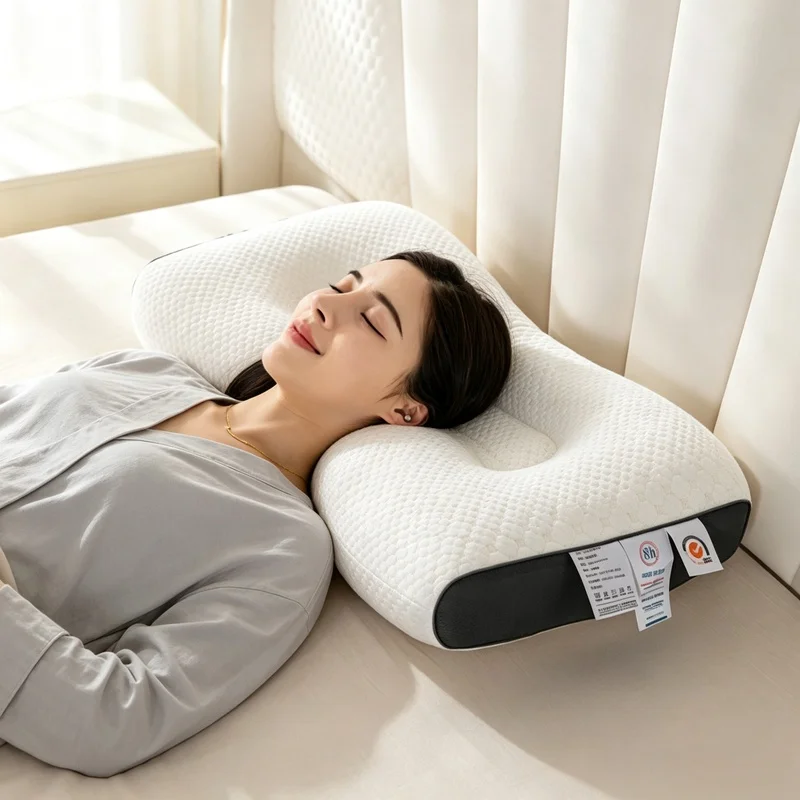 Soybean Fiber Massage Neck Pillow 2‑Pack, Ergonomic Cervical Support Sleep Cushion for Home SPA Relax
