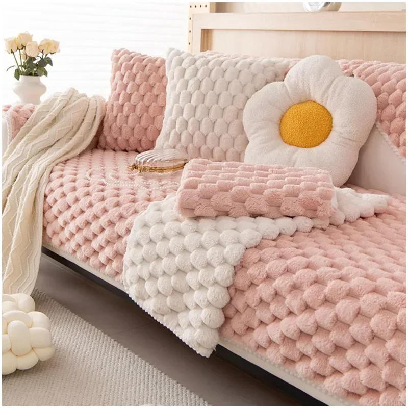 Universal Non-slip Corner Sofa Mat Thicken Plush Sofa Cover Winter Warm Sofa Towel Couch Cushion for Living Room Sofas Blanket