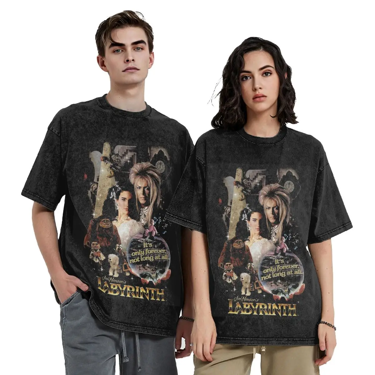 Not Long At All The Labyrinth Film Idol Art Washed T Shirts Cotton Short Sleeve Hip Hop T-Shirt Streetwear Tops Tees Men Women