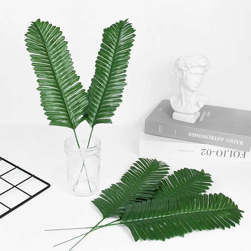 10/20 Stück künstliche grüne Palmblätter, tropische Monstera-Seidenschildkrötenblätter für hawaiianisches Luau-Strand, Hochzeit, Party, Heimdekoration – Detail 2