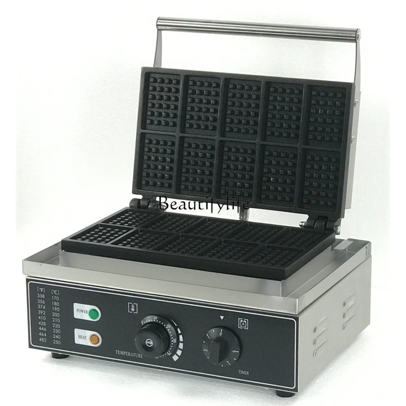 Commercial electric heating square ten-grid waffle machine baking lattice entrepreneurship stall snack equipment