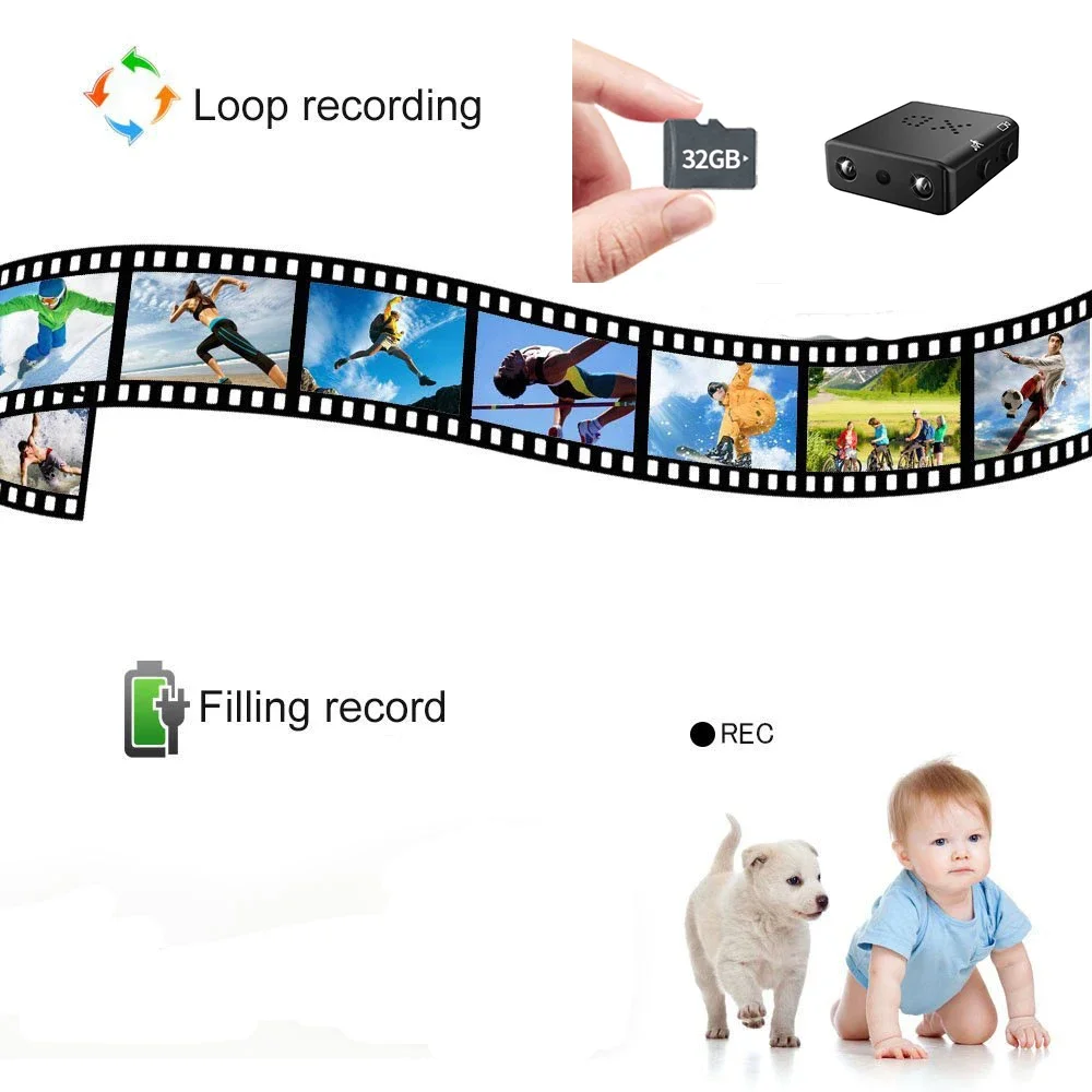 Minicámara HD de 1080P con batería integrada, videocámara pequeña de seguridad para el hogar, IR, visión nocturna, DVR, detección de movimiento,