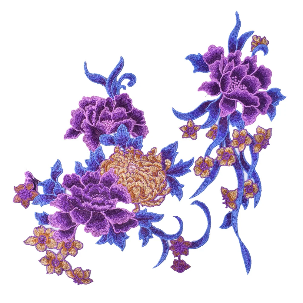 2Pcs/Set Embroidery Flower Patch Fabric For Curtain Cheongsam Dress Accessories Appliques DIY Sewing Repair view 6