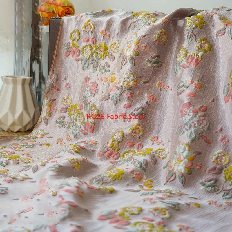 

1-метровая ретро-цветочная пряжа, окрашенная жаккардовая ткань, весна-осень, тисненая сумка в придворном стиле, декоративная швейная ткань