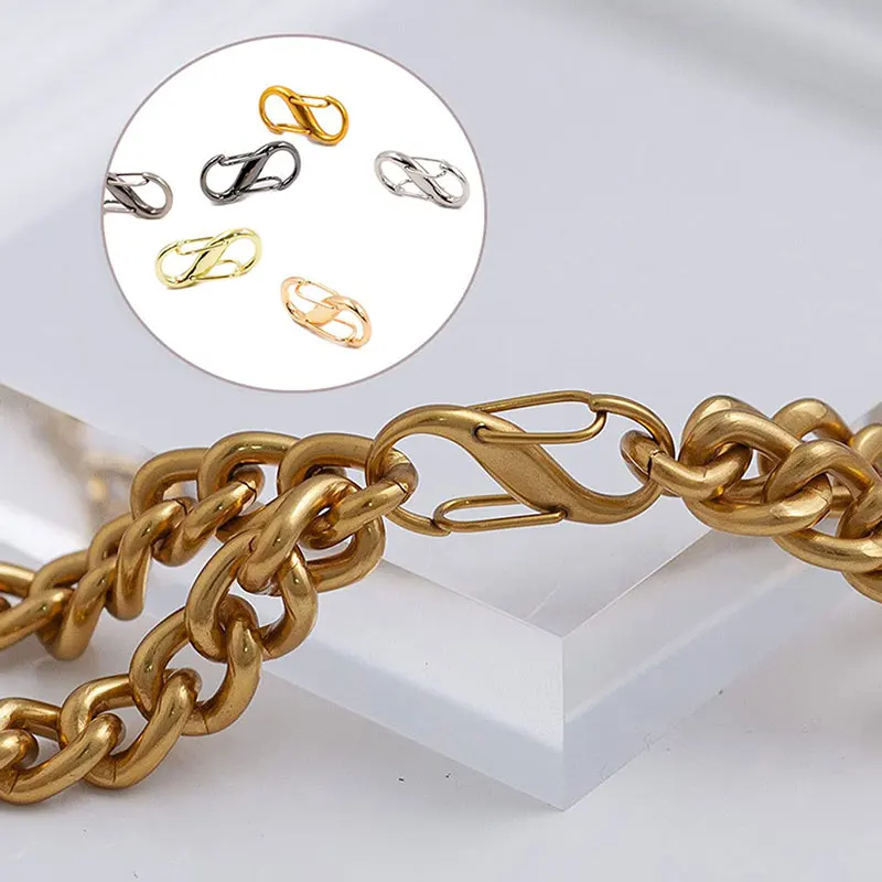 5Pcs Adjustable Metal Buckles S Type Shape Double Buckle Chain Links Tiny Metal Clip for Extender Bag Chain Length Accessories