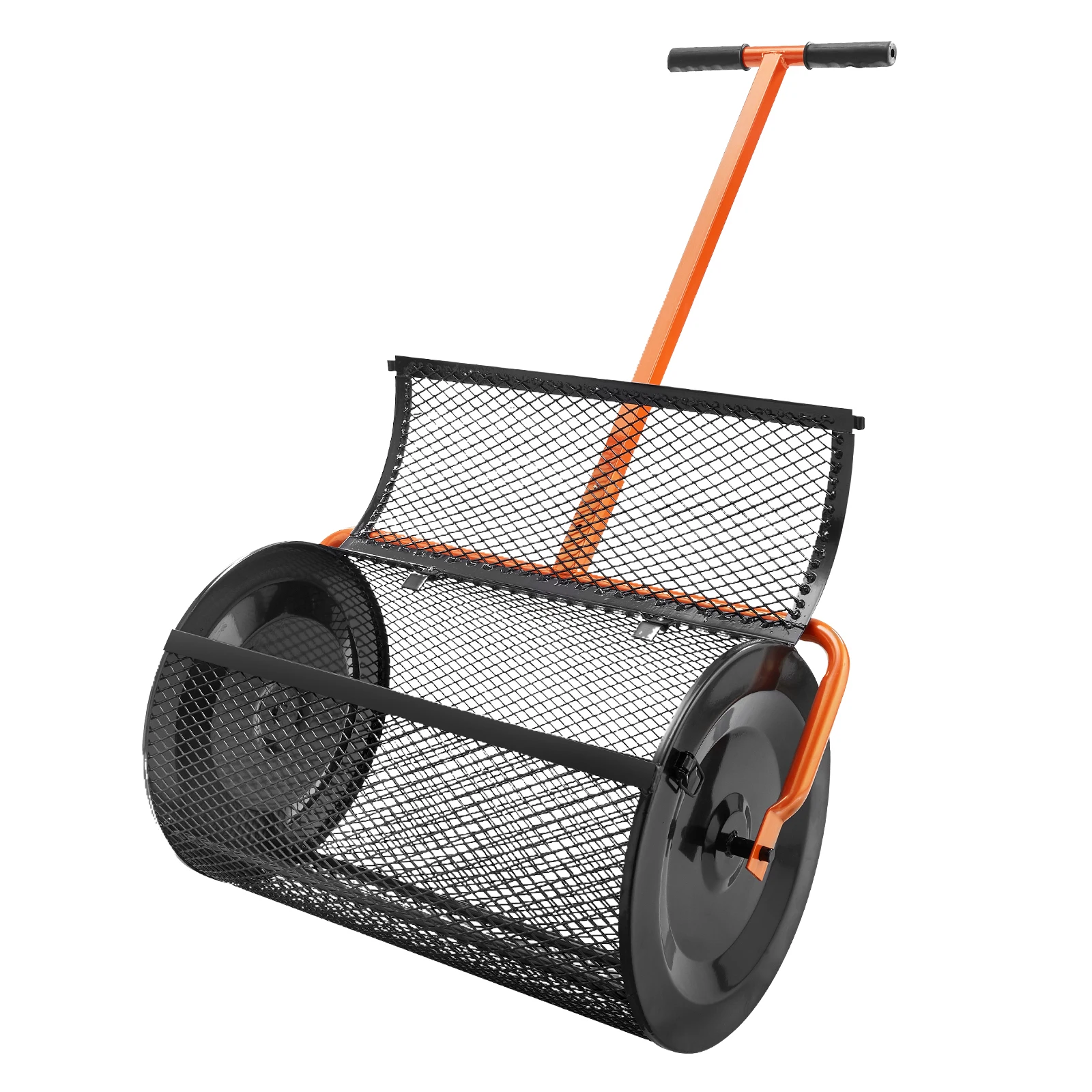 

SucceBuy Compost Spreader 24inch Wide Adjustable Handle Lawn and Garden Peat Moss Roller Black For Spreading Manure Topsoil