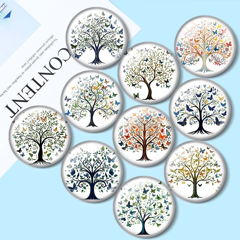 

Atercolor Botanical Butterfly Tree 10pcs 12mm/18mm/20mm/25mm Round photo glass cabochon demo flat back Making findings