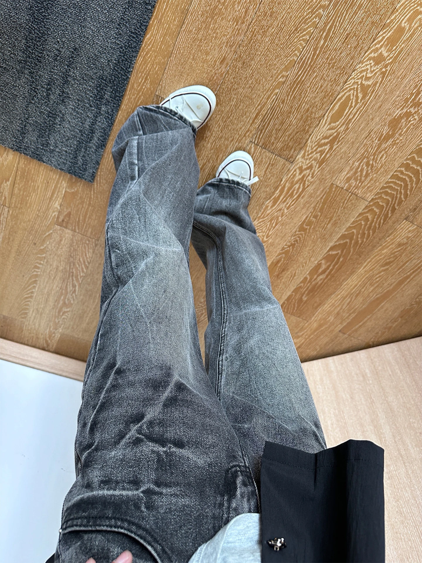 

Мужские прямые джинсы Zlayco с черным принтом в виде молнии, слегка расклешенные, в американском стиле High Street, из износостойкого хлопкового денима