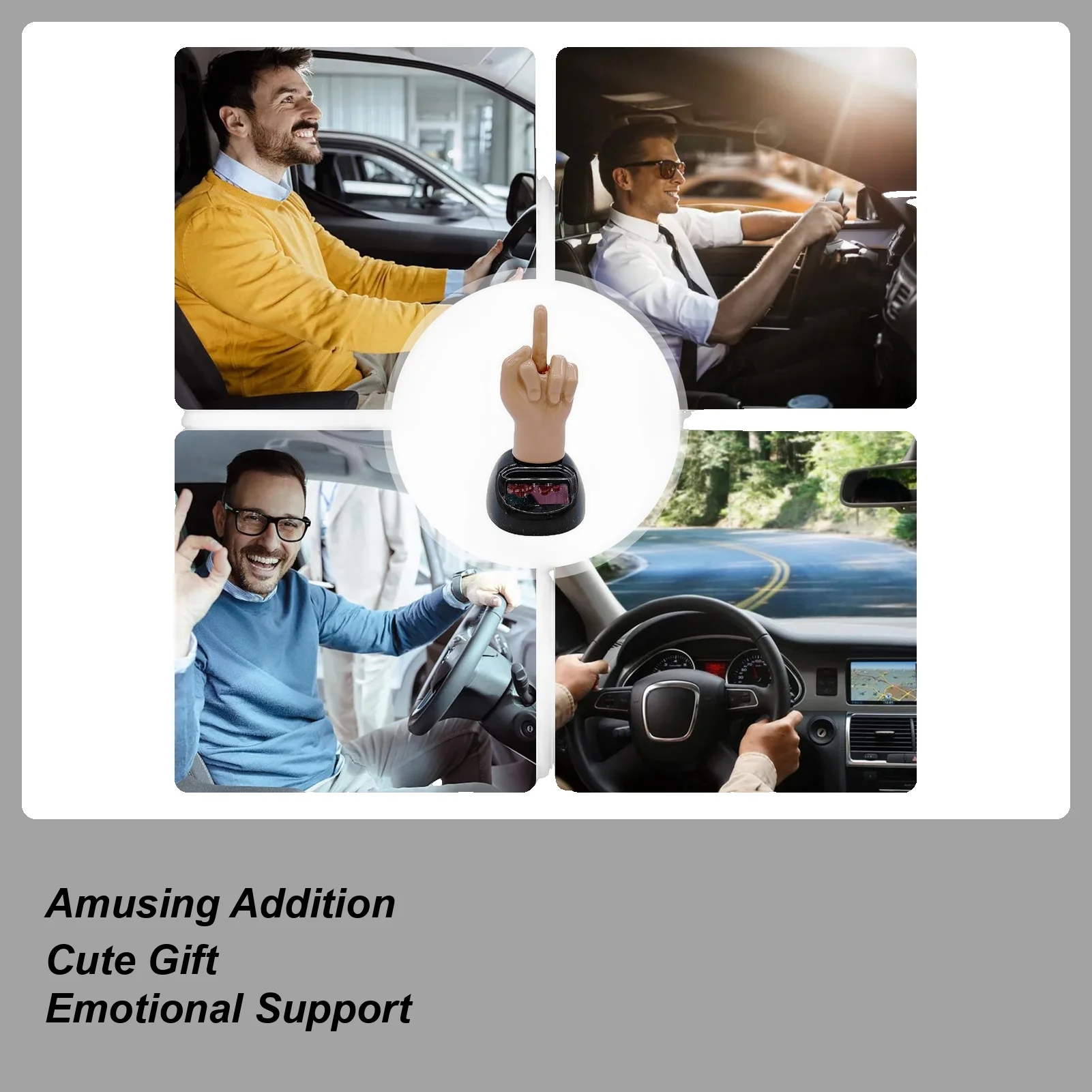 ABS Solar Powered Mid Finger Shaking Toy Car Dashboard Dancing Figure Toy Brown Creative Car Bobbleheads Decorative Ornament