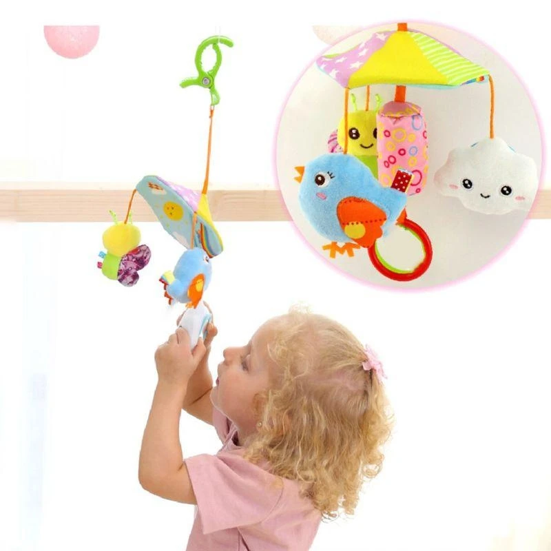 Y4QA linda cuna animal campana colgante juguete cama camionero viento tajón recién nacido