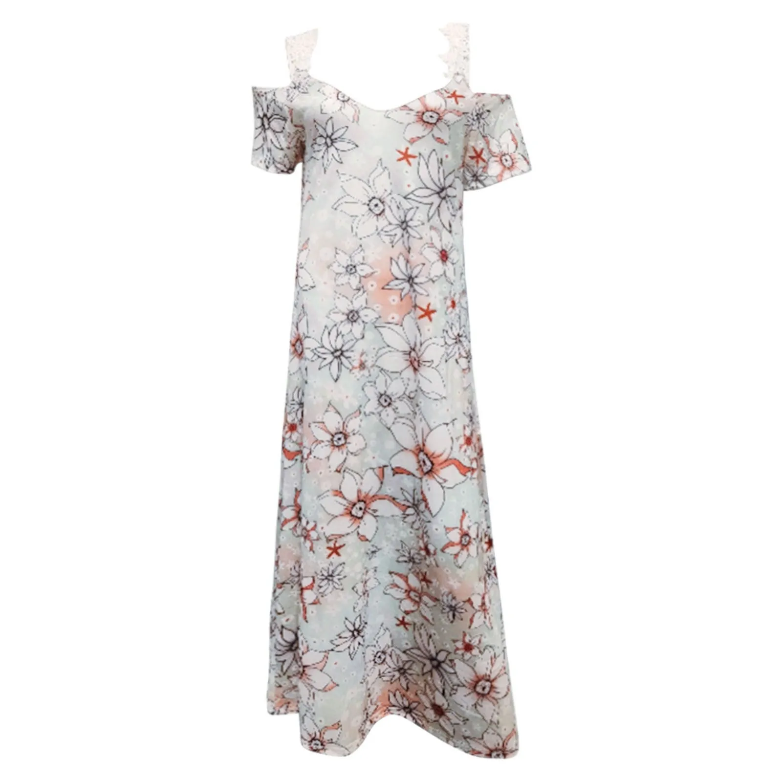 Robe longue bohème à imprimé floral pour femmes, écharpe évidée, robe trapèze pour dames, décontracté, col en V, robe de soirée de plage, robe éducative