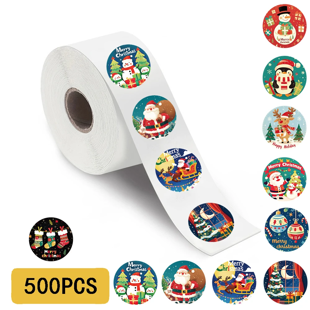 500PCS Happy Christmas Roll Sticker Waterproof Graffiti Coffee Motorcycle Laptop Luggage Phone Room Phone Personalize Sticker