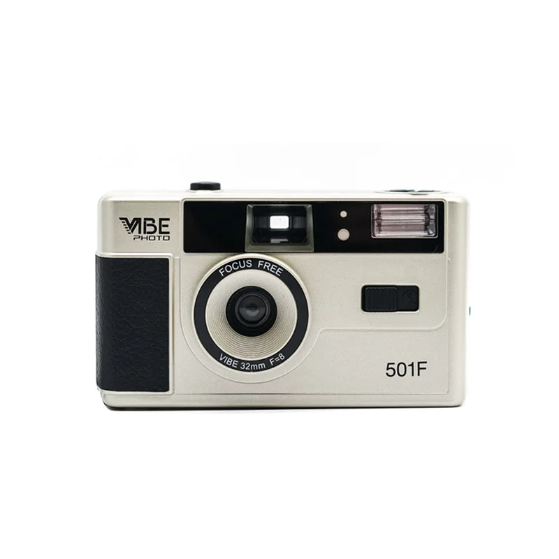 VIBE 501F Camera Reusable Non-Disposable Retro Film Camera 135 Film Fool With Flash Black/Red/Champagne Silver/Pink