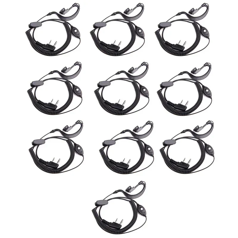 Lot 10pcs K-TYPE Plug Handsfree Flexible Earphone Headphone w/Microphone for Dual Radio Baofeng UV5R UV-5R Kenwood Walkie Talkie