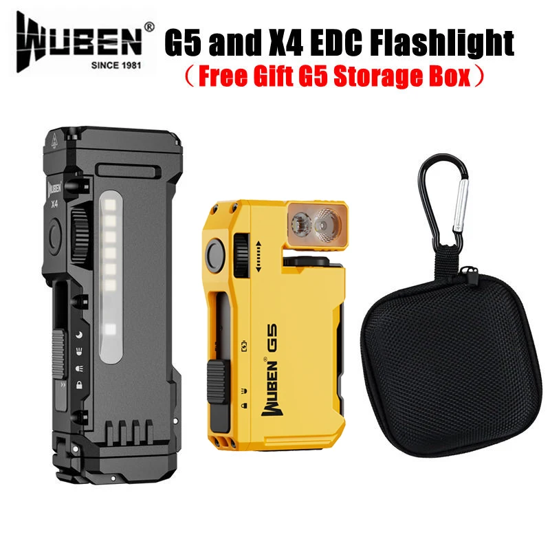 WUBEN G5 & X4 EDC Flashlight Rechargeable Portable Waterproof Torch With RGB Lights and Magnetic Tail Free Gift G5 Storage Box