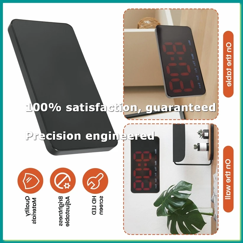 Digital Wall Clock, 9Inch LED Digital Clock Large Display with 12/24H, Big Digits,Small Silent Wall Clock (Red)-A07G