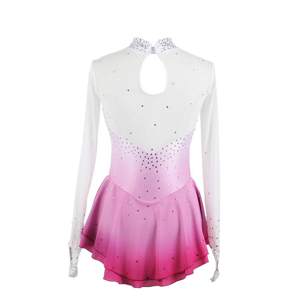 Zagitova Figure Skating Dress Women Girls Ice Skating Skirt Performance Competition Pink Gradient Kosten