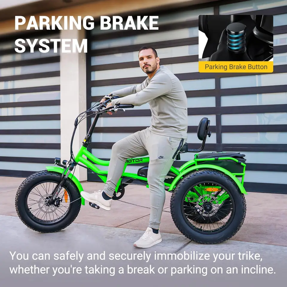M-360 Electric Tricycle for Adults, UL2849 3 Wheel Electric Bicycle, 750W 85Mi 48V 20Ah 380LBS 20'' Semi-Recum image 9