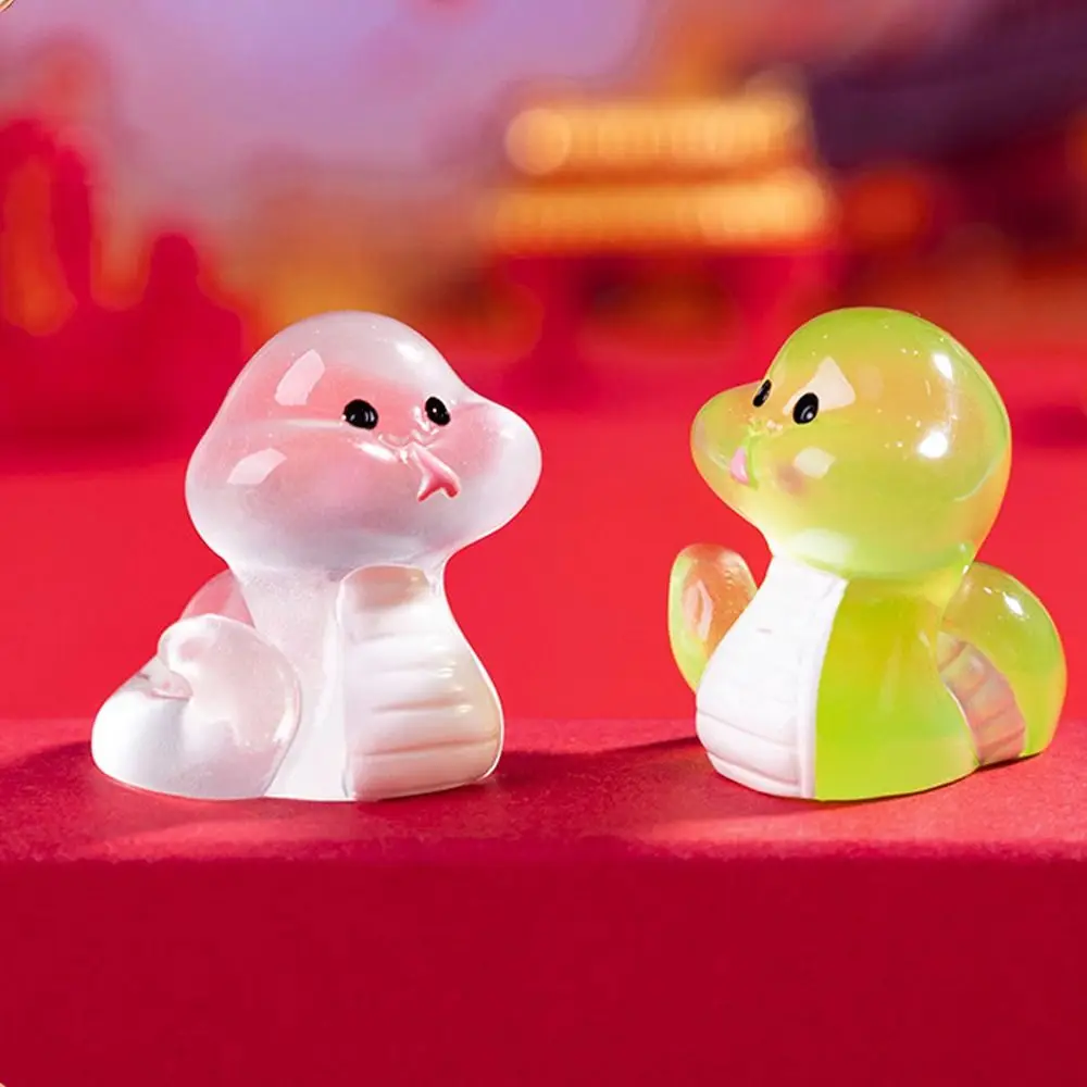 Cute Luminous Mini Snake Figurine Zodiac Snake Resin Crafts New Year Snake Figurine Glow in The Dark Blessing Snake Year Mascot