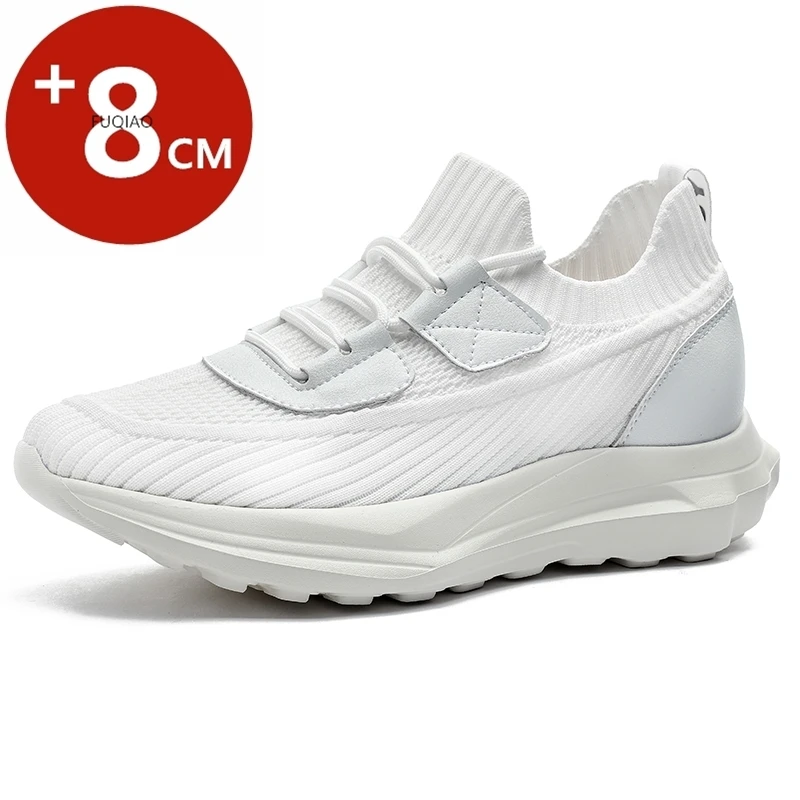 

Men Women 8CM Invisible Height Increasing Sneakers Summer Breathable Mesh Casual Elevator Shoes Lightweight Soft Comfort Sports