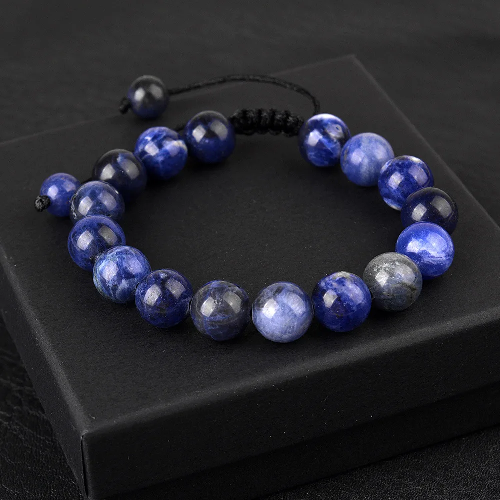 6mm 8mm 10mm Natural Stone Bracelet, Tiger Eye Agate Lava Bead Unisex Adjustable Handwoven Boho Jewelry Gift for Men Women