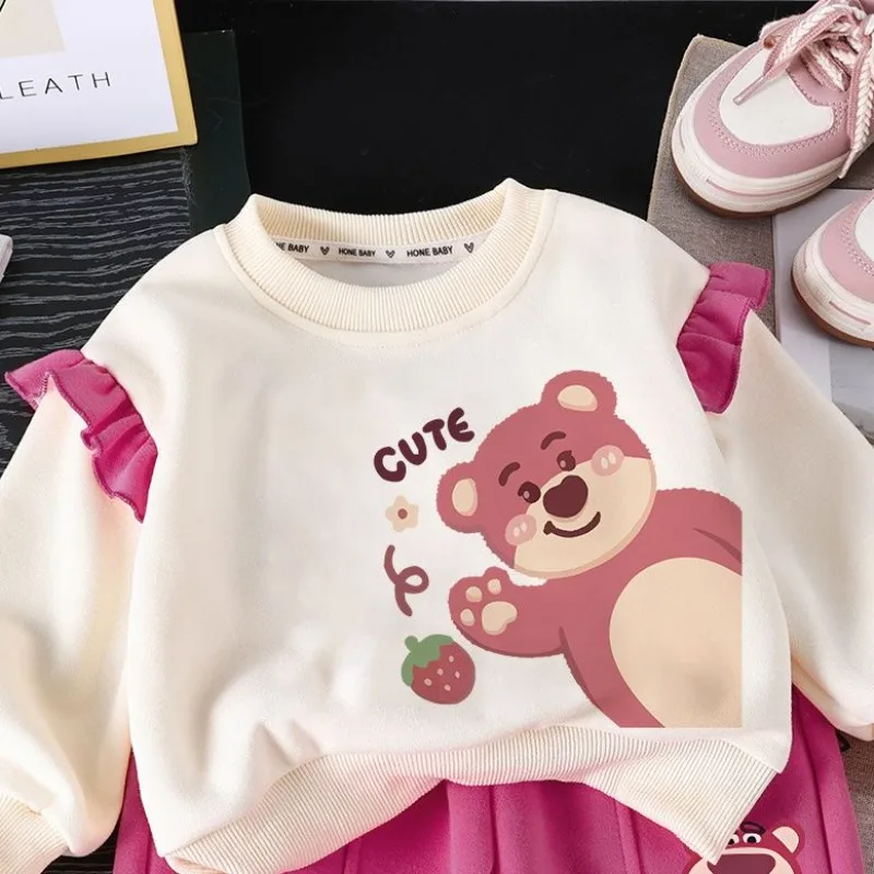 سويت شيرت ديزني كارتون لطيف للبضائع لوسو للفتيات، أزياء أنيقة للخريف، بلوزة حلوة بسيطة ومتعددة الاستخدامات