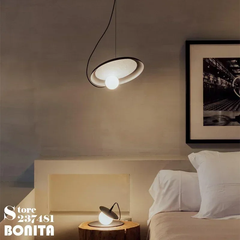 D35cm Vintage DIY Magnetic Glass Ball Pendant Light Hotel Dinning Table Bedside  Lighting Creative Round Disc Ceiling Chandelier image 2