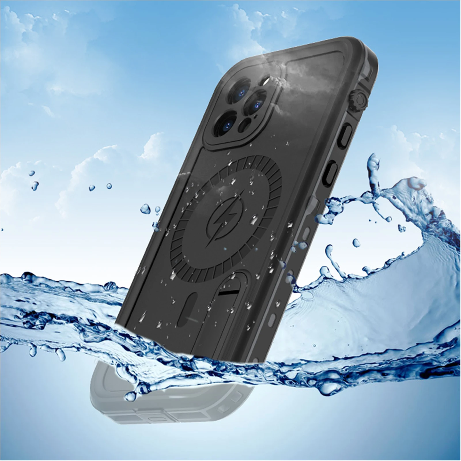 

IP68 Waterproof Heavy Duty Shockproof Cases for iPhone 13 Pro Max Cover Built-in Screen Protector with Kickstand Magnetic Case