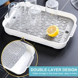 1 pc Plastic Drain Tray Dish Drainer Dryer Tray Water Filter Tray Cup Drain Tray Kitchen Cutlery Filter Dishes Bowl Drain Board