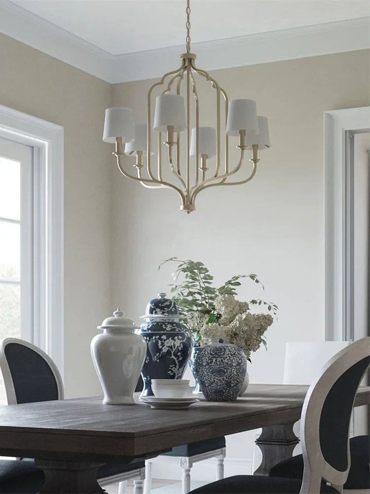 American style chandelier, French retro villa, living room, dining room, minimalist bedroom, wrought iron lighting fixtures