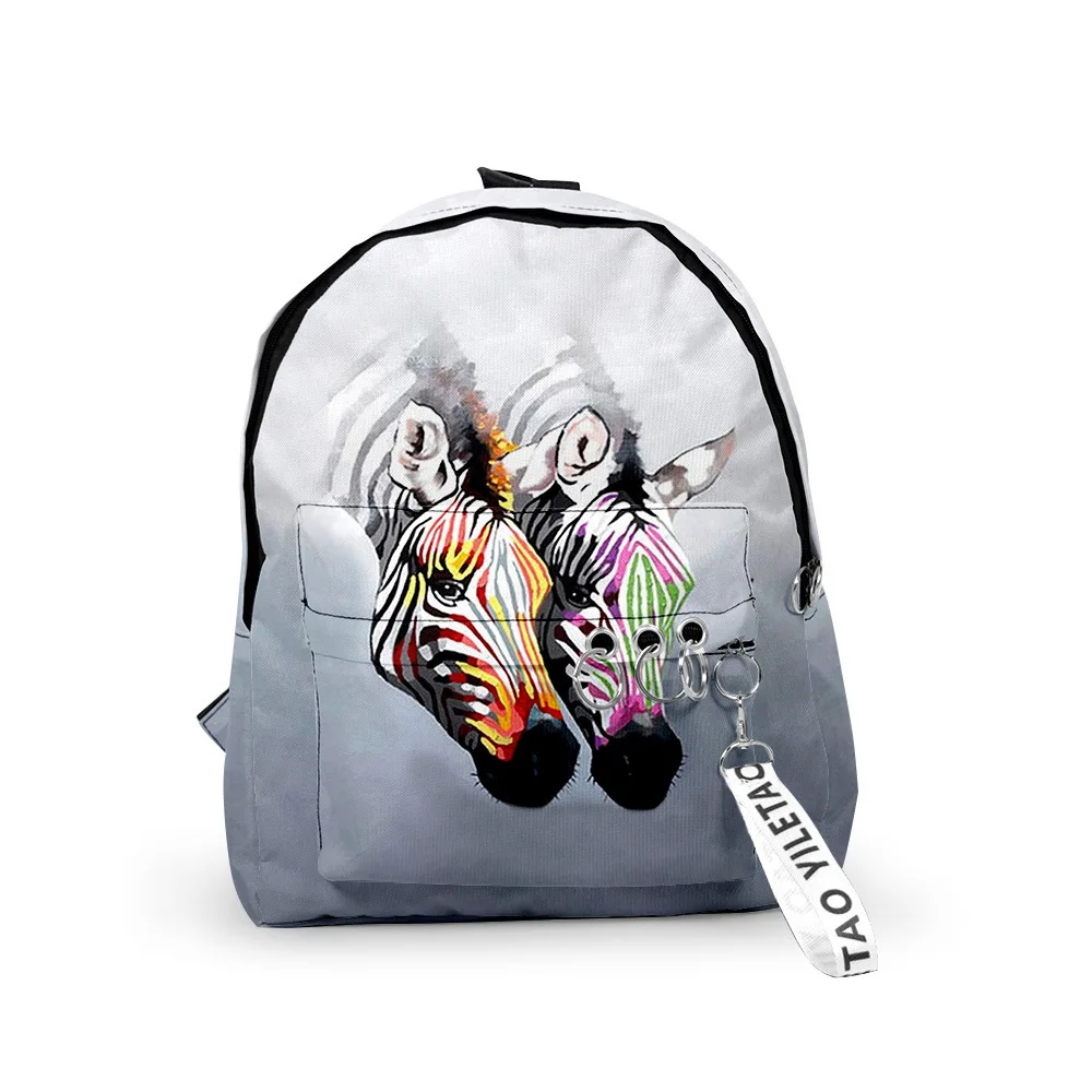 Classic horse Notebook Backpacks Boys/Girls pupil School Bags 3D Print Keychains Oxford Waterproof Funny Cute Small Backpacks