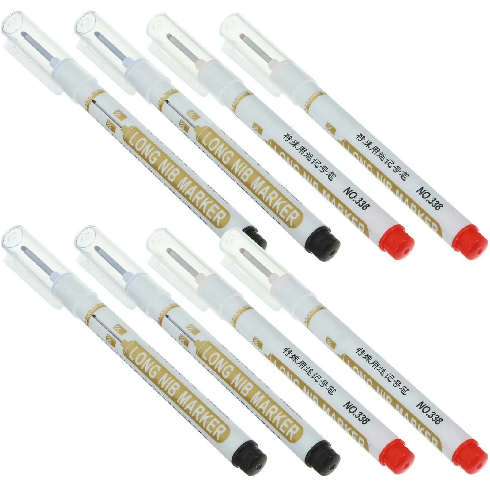 

8 Pcs Marker Pencil Woodworking Marking Pencils Deep Hole Pens Long Fine Line Black Red Carpenter Tools Plastic Construction