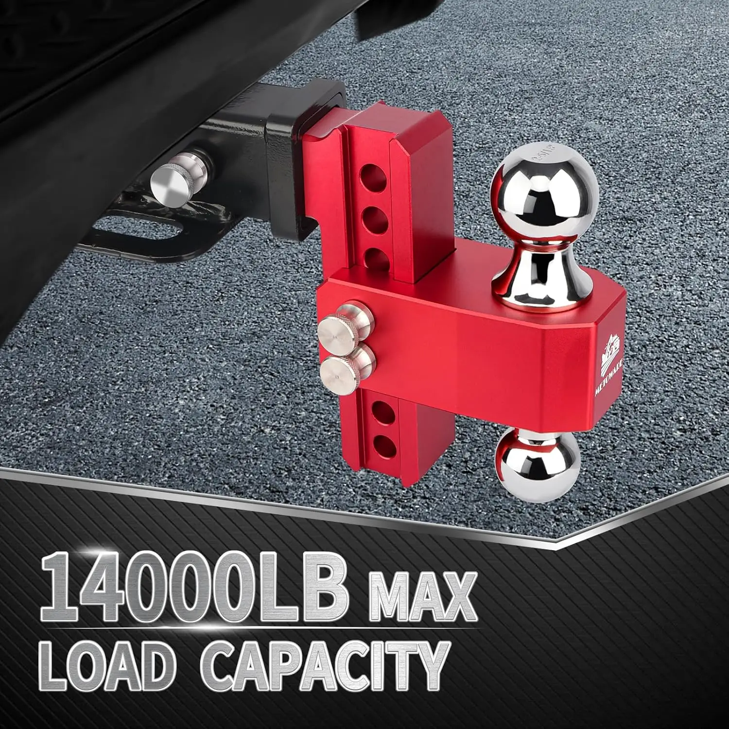 Truck Towing, Aluminum Material, Red Color, 14,000 LBS GTW, Double Stainless Steel Locks
