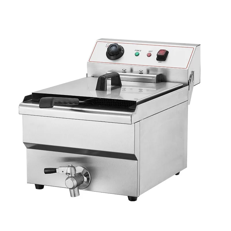Commerciële elektrische friteuse met dubbele bakvaten, 12 liter, 3000 watt, roestvrijstalen friteuse voor op het aanrecht, geschikt voor gefrituurde kip en friet.