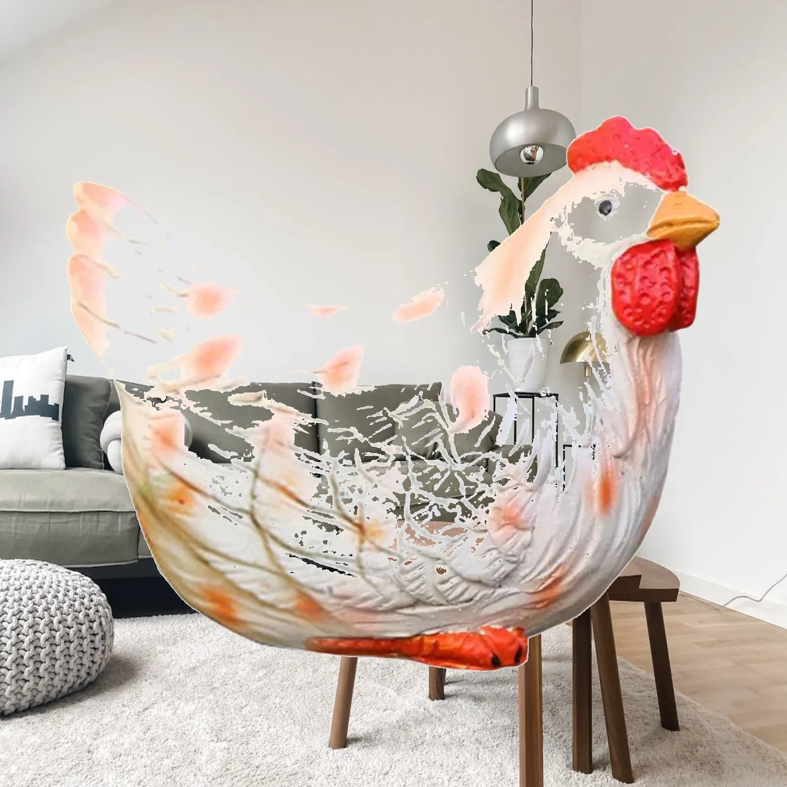Resin Chicken Figurine Decorative Garden Accessory Outdoor Statue Creative Animal Sculpture for Backyard and Patio Decoration
