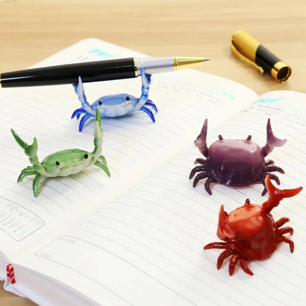 Animal Design Single Pen Holder Pen Display Stand High Stability Plastic Weightlifting Crab Pen Holder for Office Desk Organizer