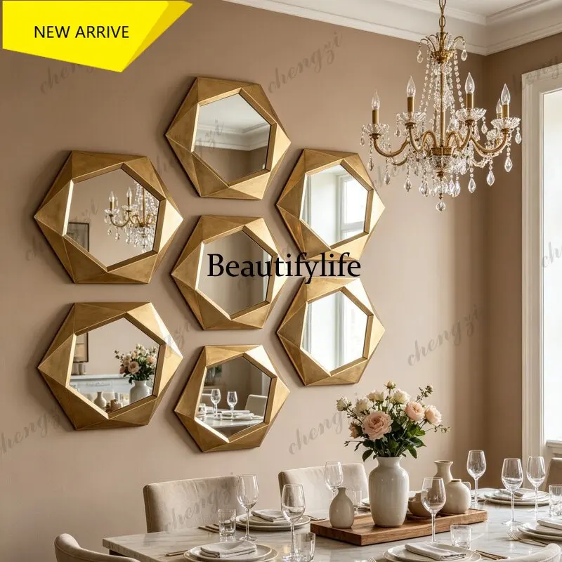 p18   French light luxury wall-mounted special-shaped makeup mirror high-end living room dining side decorative mirror