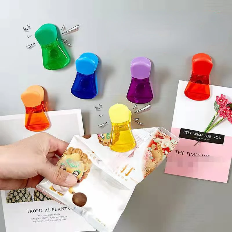 Magnetic refrigerator stickers food sealing fresh clip home kitchen creative food preservation moistureproof snacks sealing clip