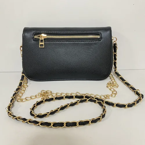 2025 nuevo bolso ZV de moda para mujer, Mini bolso negro con alas de diamante, bolso tipo sobre con cadena de diseño de lujo
