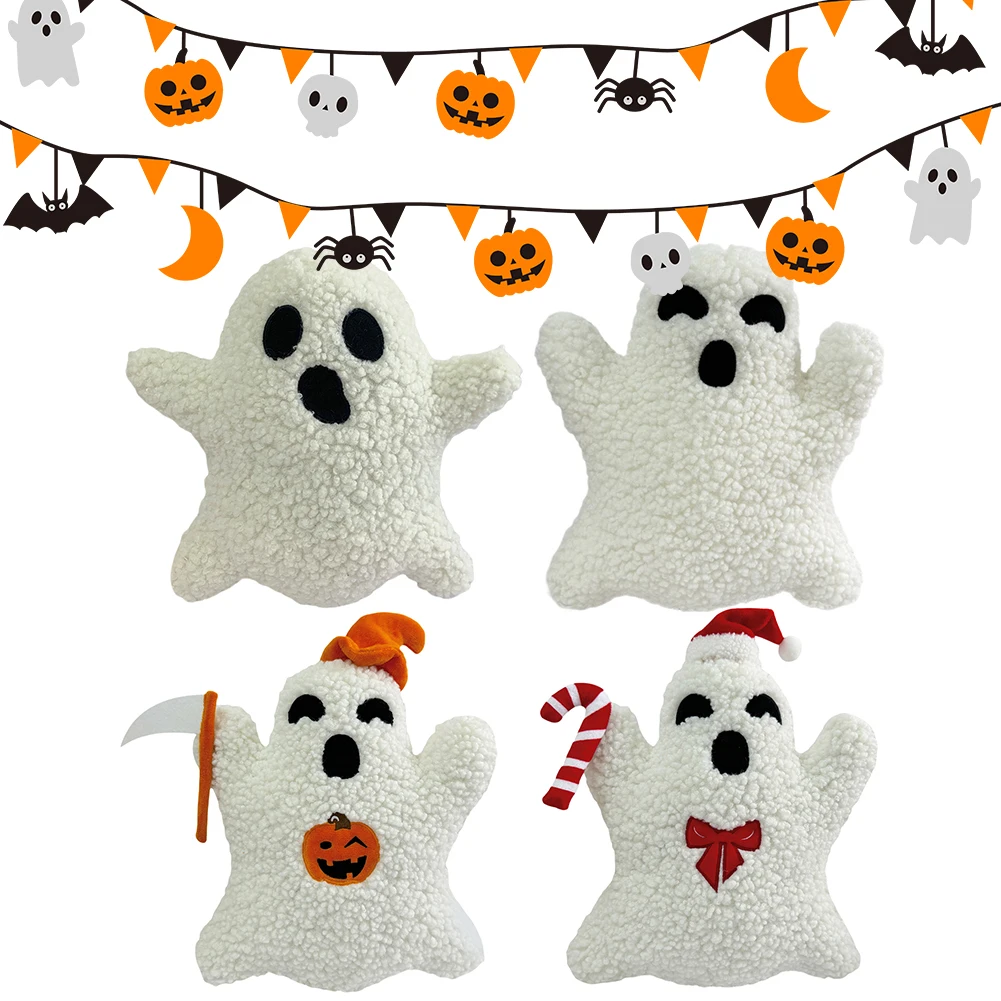 Soft Plush Ghost Pillow for Halloween Cozy Sofa Decor and Cuddling with Cute and Spooky Design