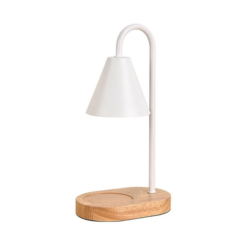T21C Dimmable Electric Candle Warmer Lamp With Timer, Wood Base For Jar Candles-Wax Melter Home Decor Gift 110V US Plug White